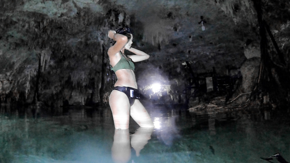 Within the cave at Cenote Sac-Actun